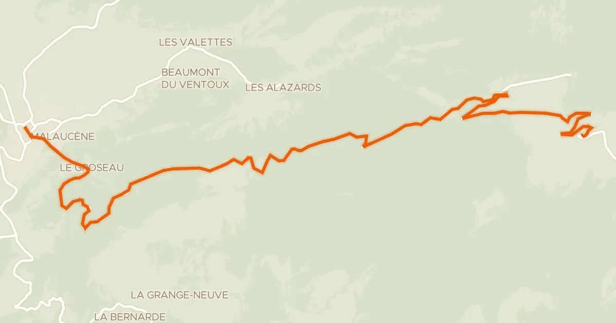 Kaart van de fietsroute Ascension du Mont-Ventoux depuis Malaucène