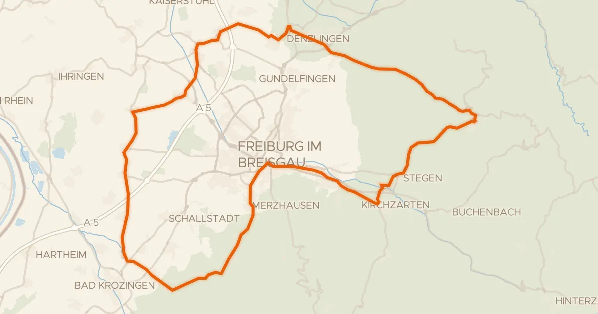 Map of the cycling route Rondje langs de Dreisam en de Möhlin