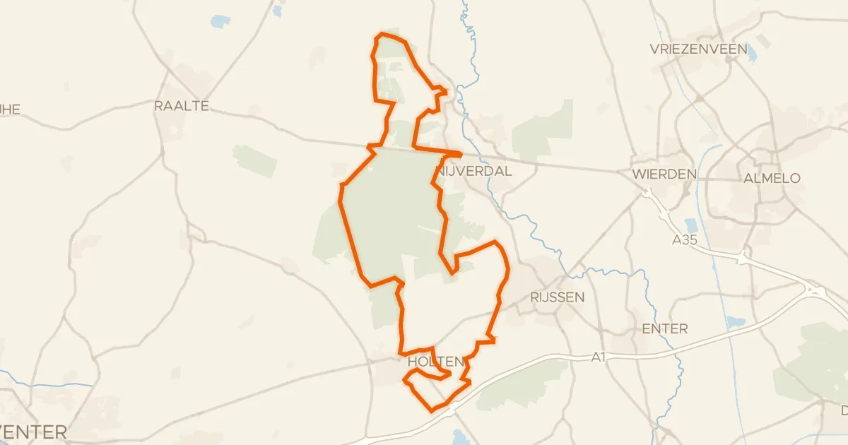 Kaart van de fietsroute Rondje Sallandse Heuvelrug