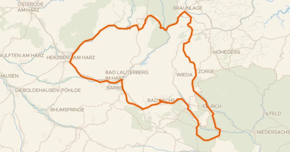 Kaart van de fietsroute Rondje Kleine Herrenburg en Staufenberg