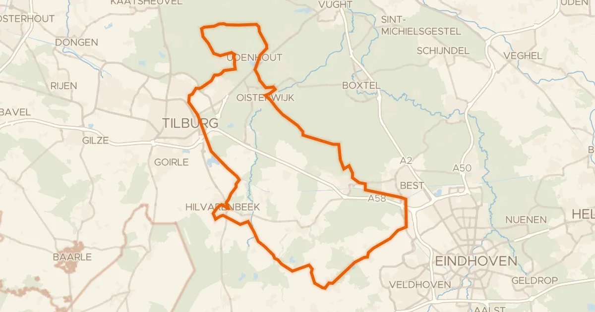 Map of the cycling route Rondje Kampina en Leemkuilen