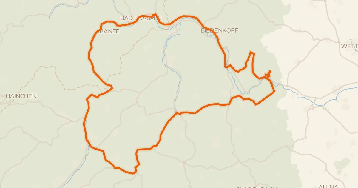 Kaart van de fietsroute Rondje Schloß Biedenkopf en Großer Bohnstein