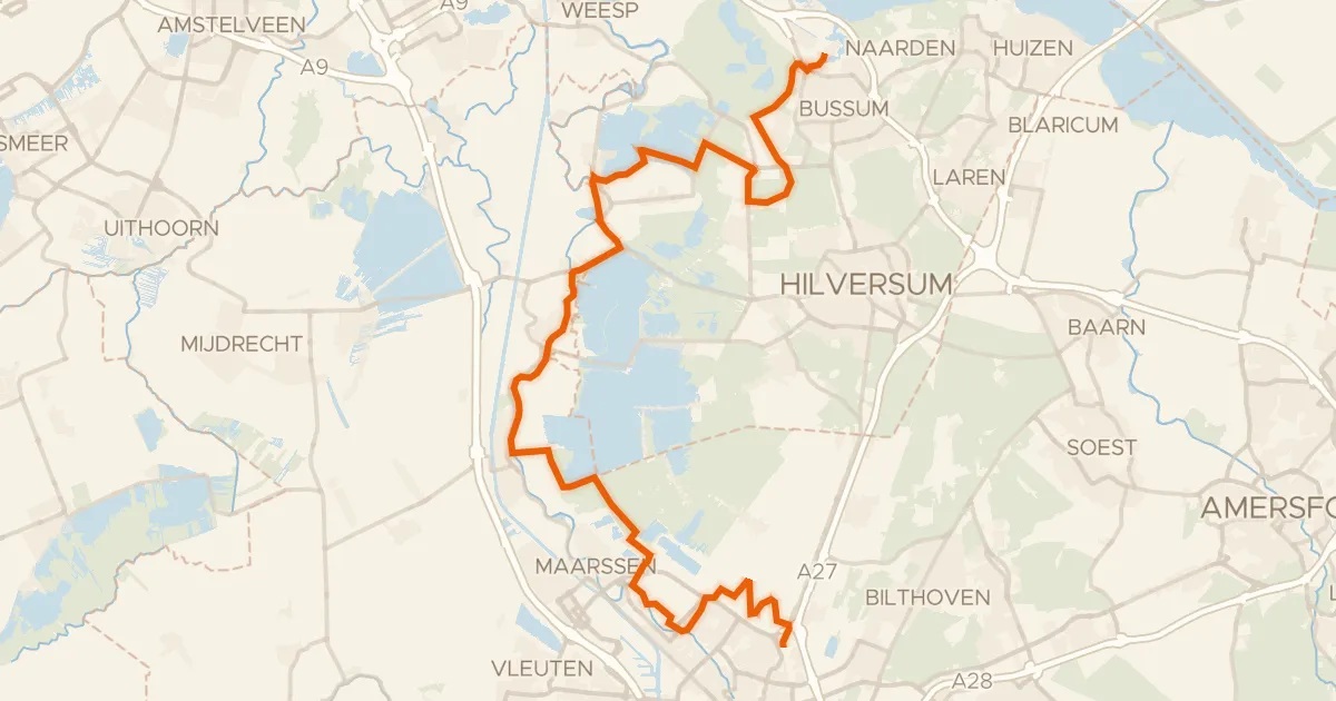 Map of the cycling route LF Waterlinieroute - 04 - Naarden - Utrecht