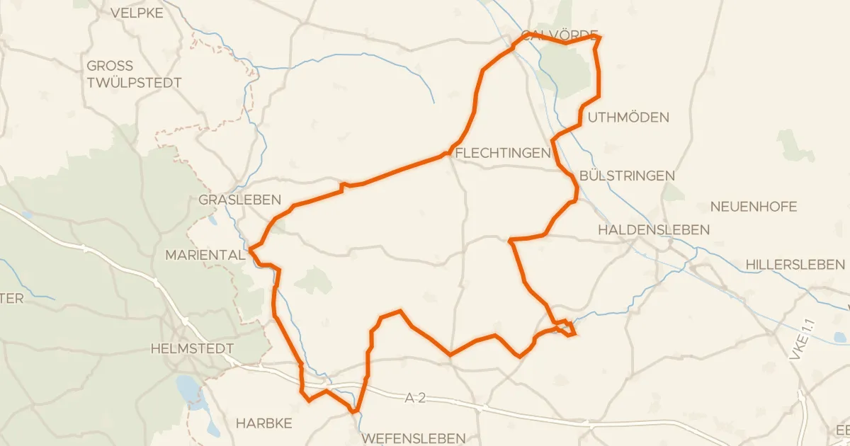 Kaart van de fietsroute Rondje langs de Ohre en Rehm