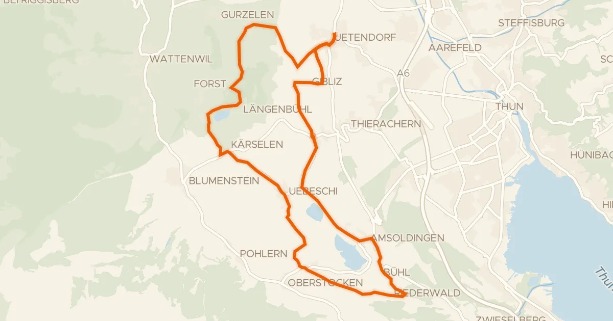 Kaart van de fietsroute Moränenseeroute