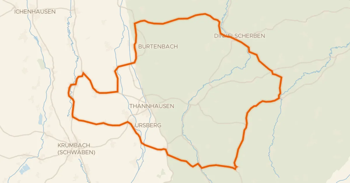 Map of the cycling route Rondje Schloss Burtenbach en Mindel