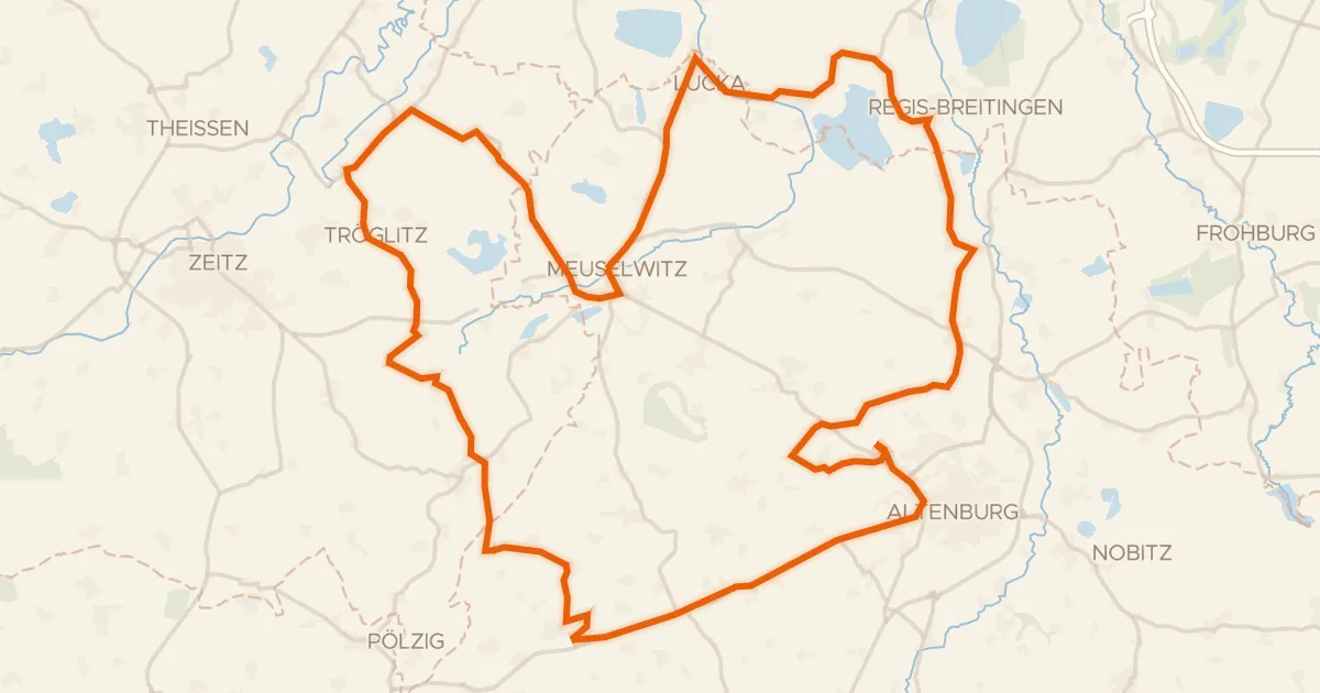 Map of the cycling route Rondje Orangerie Meuselwitz en Schnauder