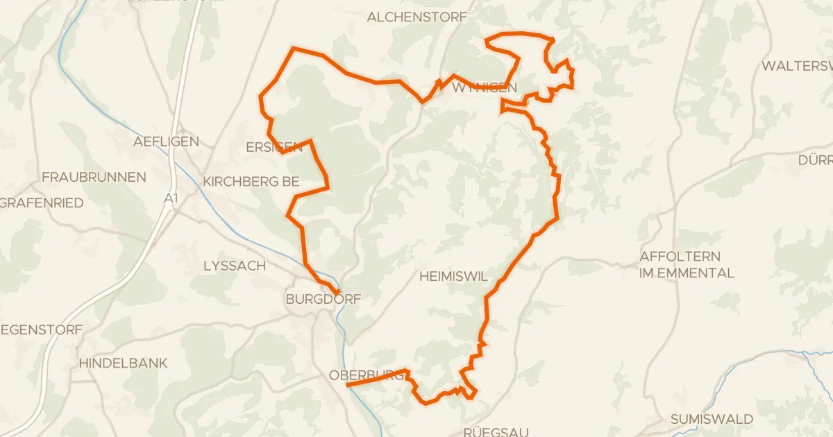 Map of the cycling route Herzschlaufe Burdorf