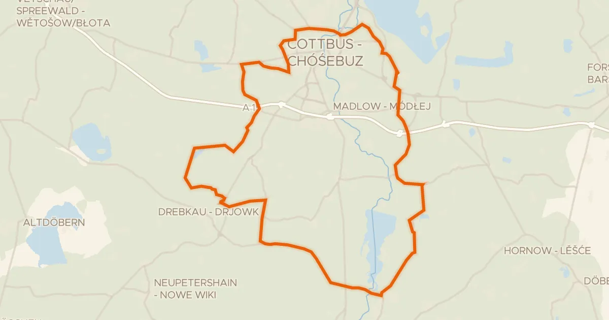 Kaart van de fietsroute Rondje Schloß Neuhausen en Talsperre Spremberg
