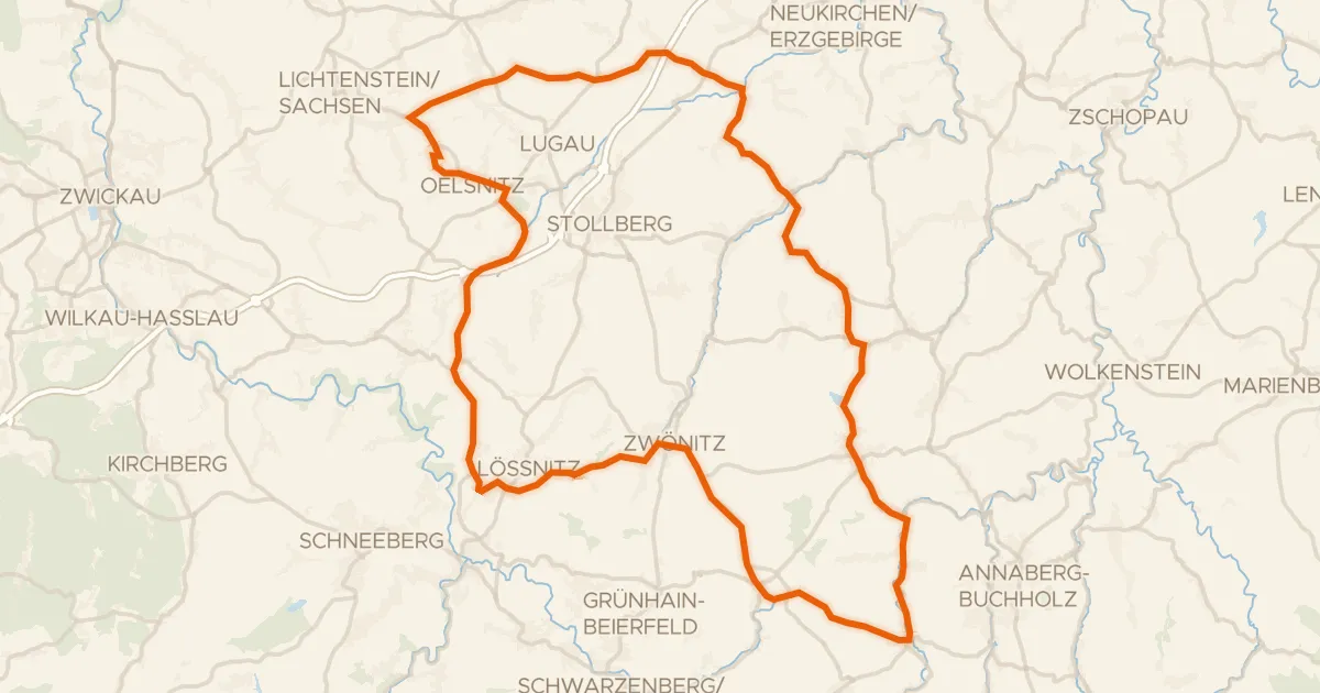 Map of the cycling route Rondje Paßklausenturm en Schloß Schlettau