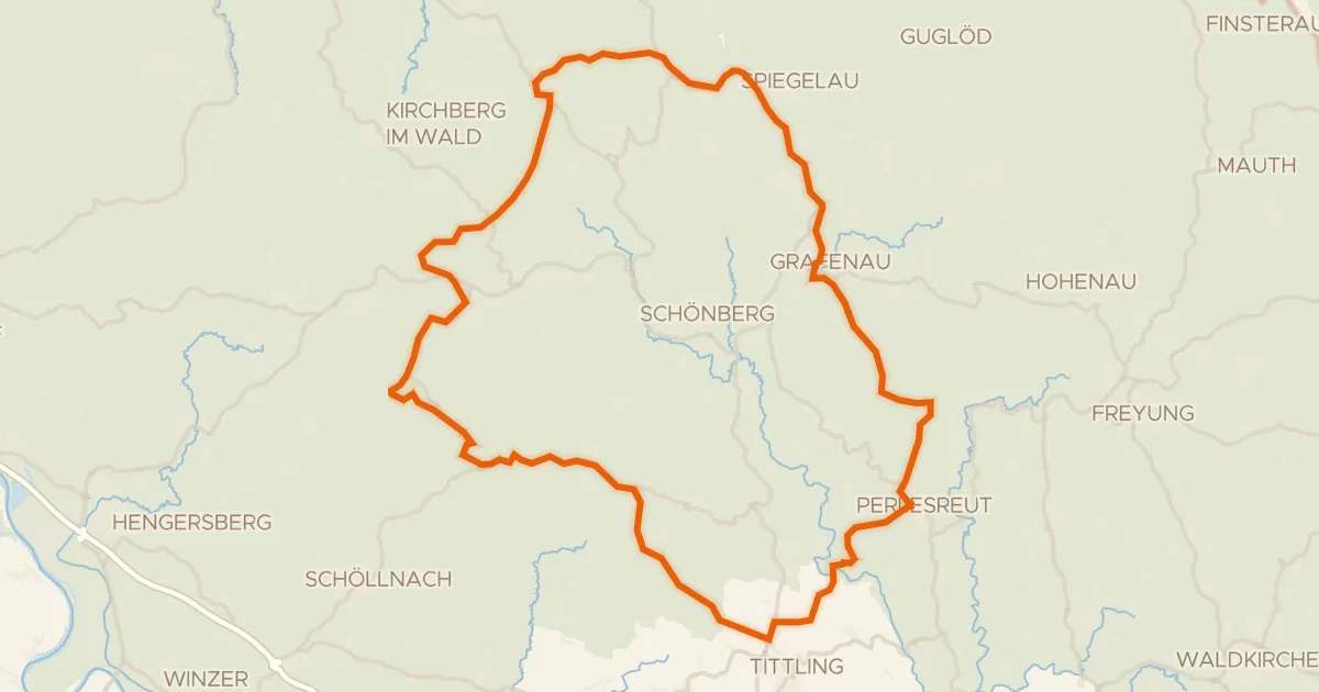 Kaart van de fietsroute Rondje Obere Ilz en Mitternacher Ohe