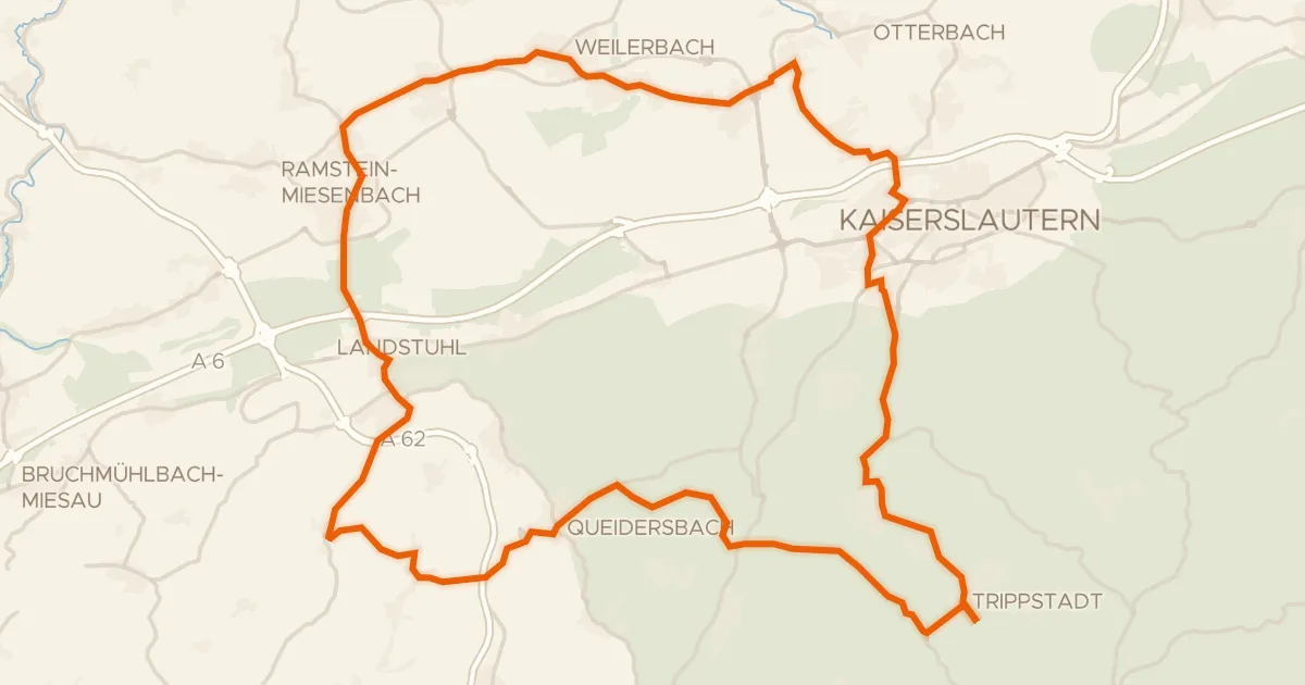 Kaart van de fietsroute Rondje Burg Nanstein en Karlstalschlucht