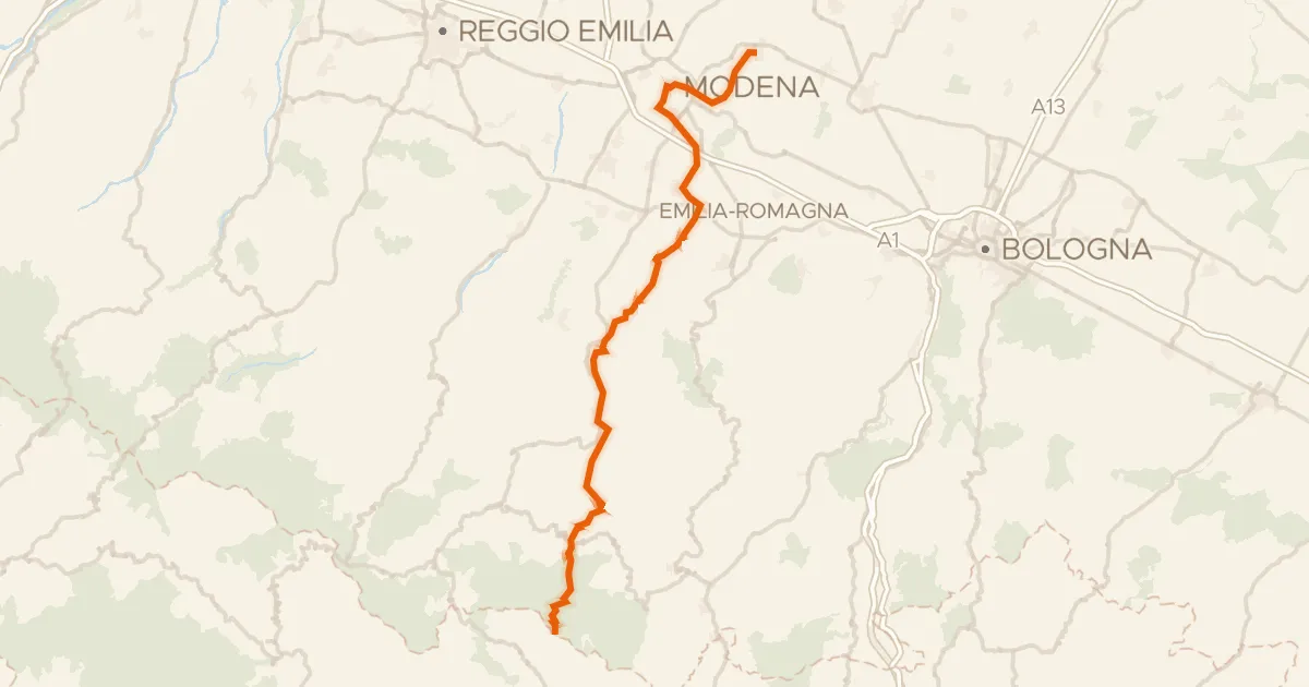Map of the cycling route Via Romea Nonantolana Occidentale