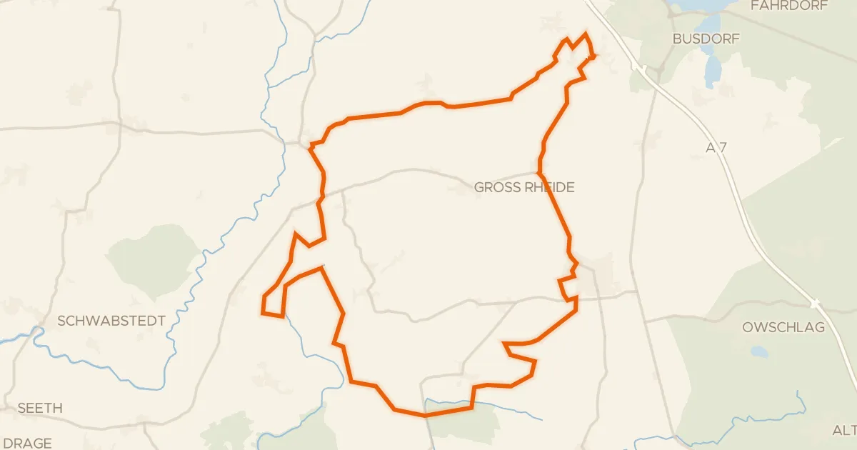 Kaart van de fietsroute Rondje Tetenhusener Moor en Haithabu-Dannewerk