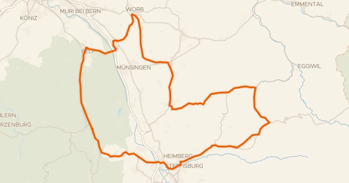 Map of the cycling route Castles along the Aare