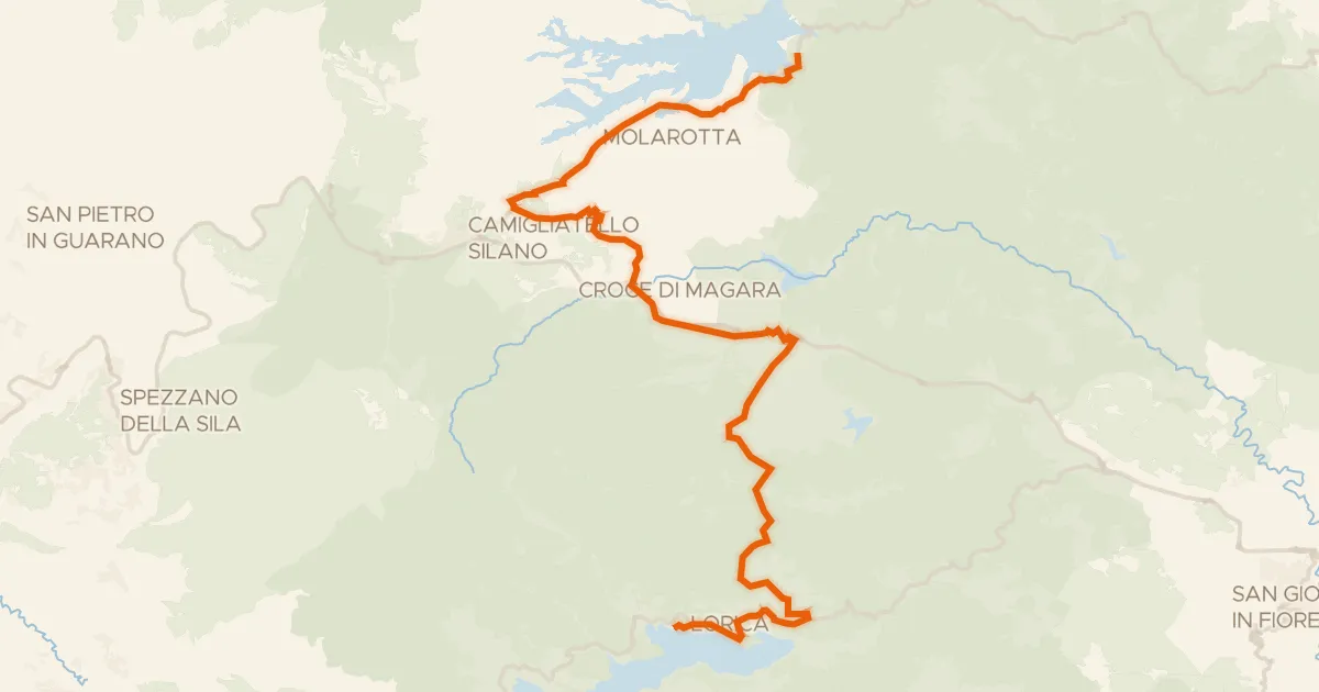 Kaart van de fietsroute Ciclovia dei Parchi della Calabria - Tappa 5