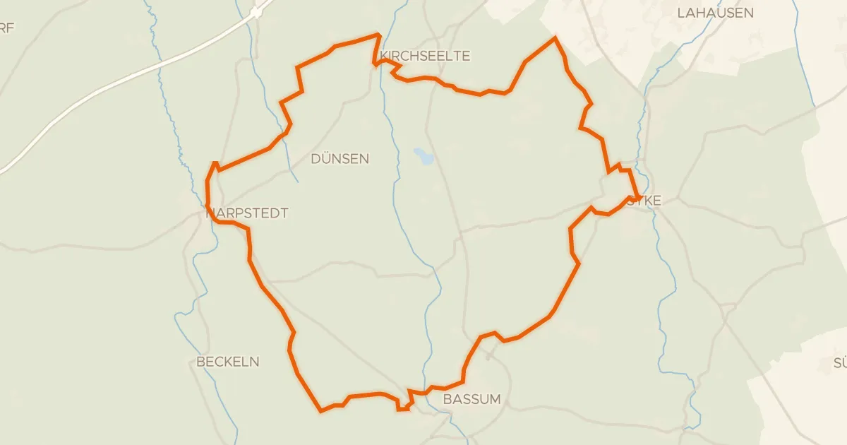 Map of the cycling route Rondje Amtshof Harpstedt en Klosterbach