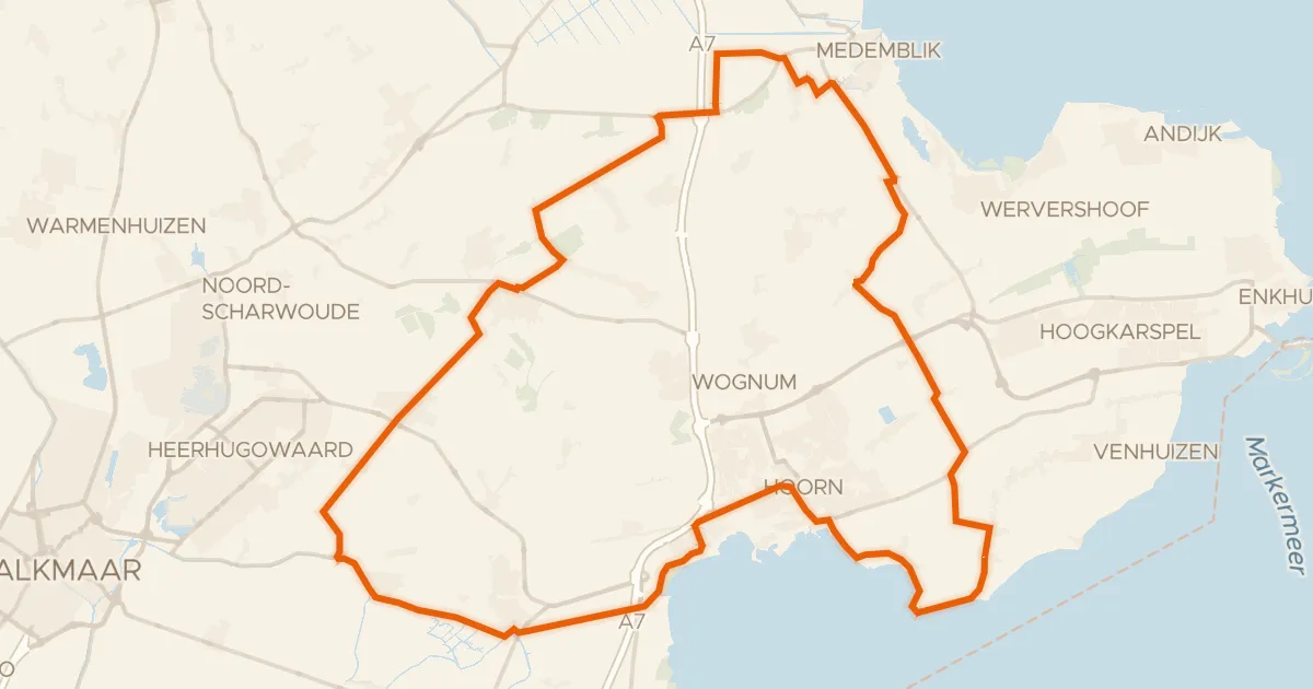 Map of the cycling route Rondje De Grote Molen en Markermeer