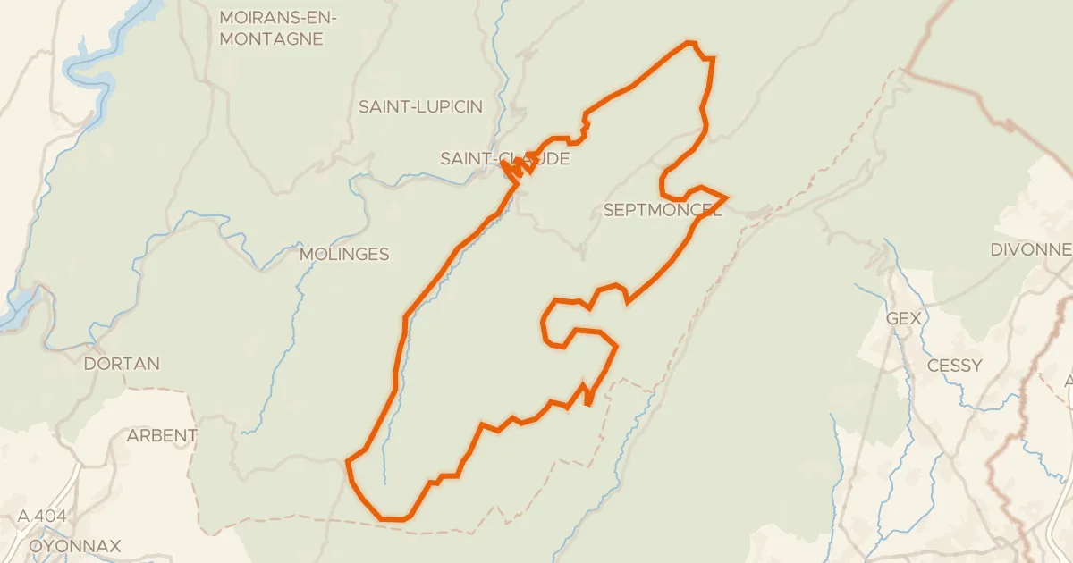 Kaart van de fietsroute Boucle 8 : Saint-Claude-Hautes Combes