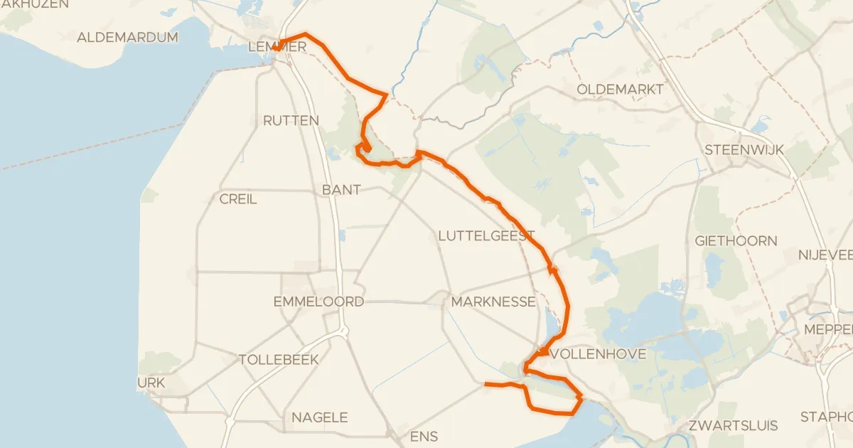Map of the cycling route LF Zuiderzeeroute - 05 - Lemmer - Kraggenburg