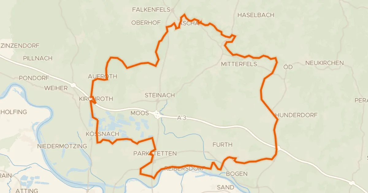 Kaart van de fietsroute Rondje Naturpark Bayerischer Wald en Donau
