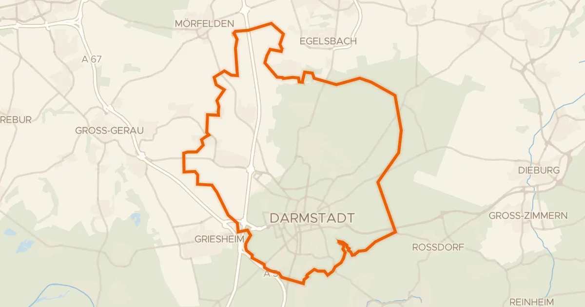 Kaart van de fietsroute Rondje Schloss Braunshardt en Ludwigsturm