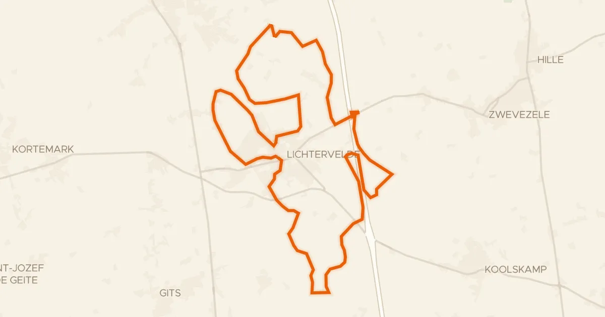 Kaart van de fietsroute Kapelroute