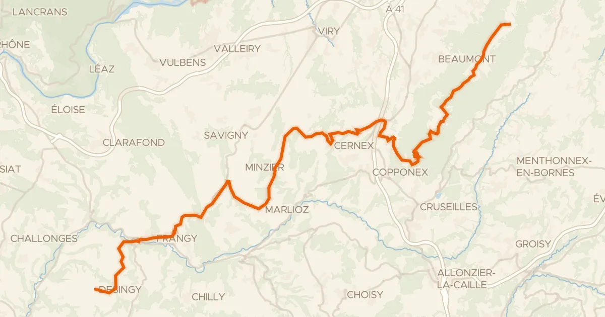 Kaart van de fietsroute P'tites Routes du Soleil, étape 3, La Muraz / Desingy