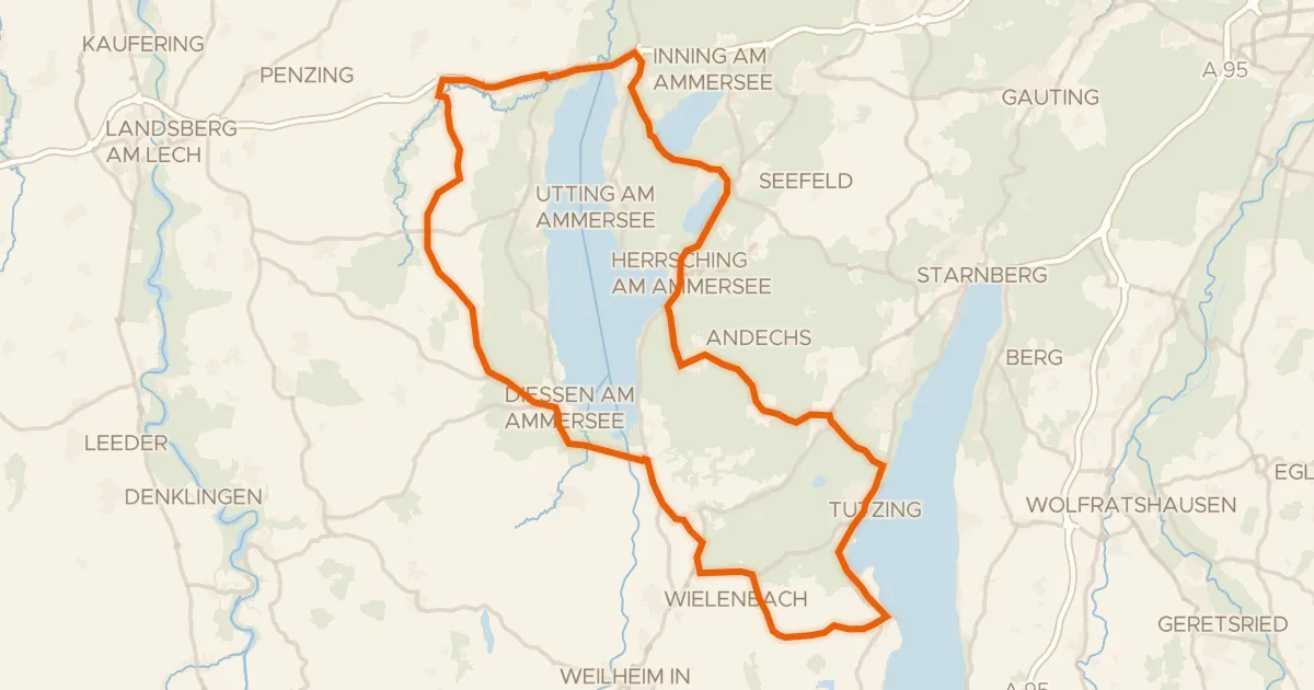 Map of the cycling route Rondje Schloss Windach en Ampermoos