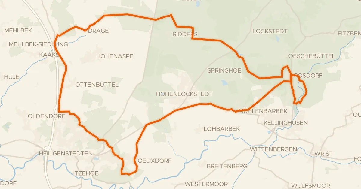 Kaart van de fietsroute Rondje Stör en Bekau