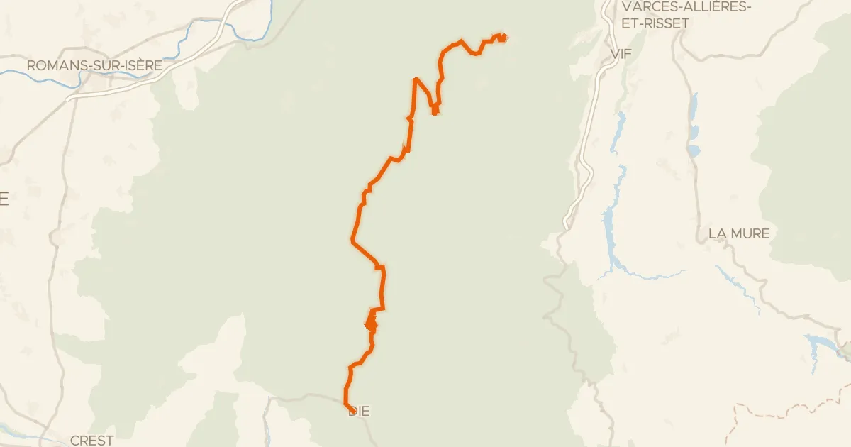 Kaart van de fietsroute P'tites Routes du Soleil, étape 10, Villard-de-Lans / Die