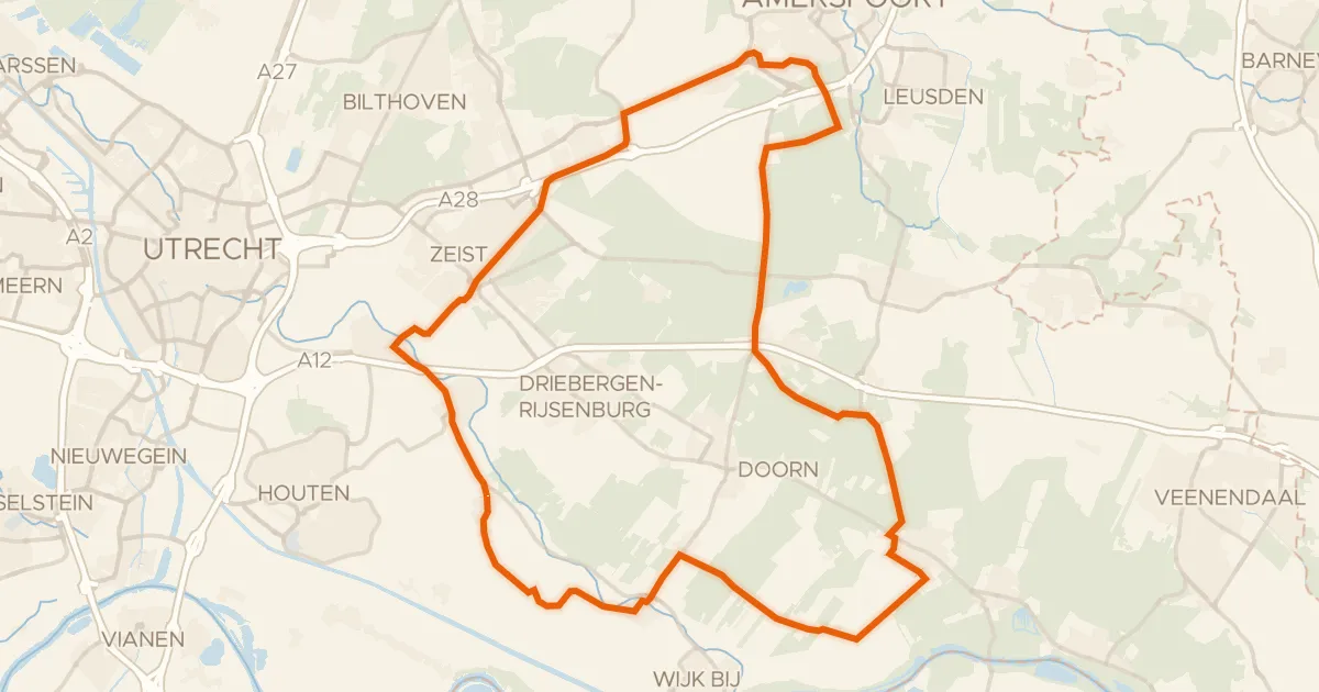 Kaart van de fietsroute Rondje Sandenburg en Slot Zeist