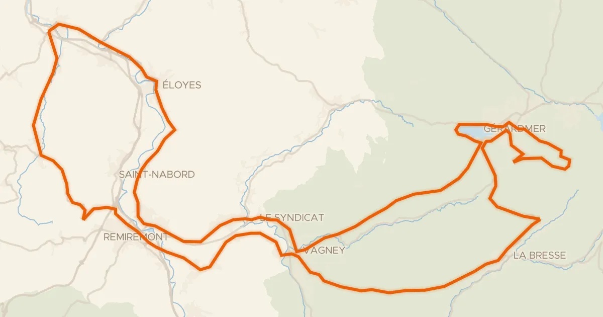 Kaart van de fietsroute La route des 4 cols