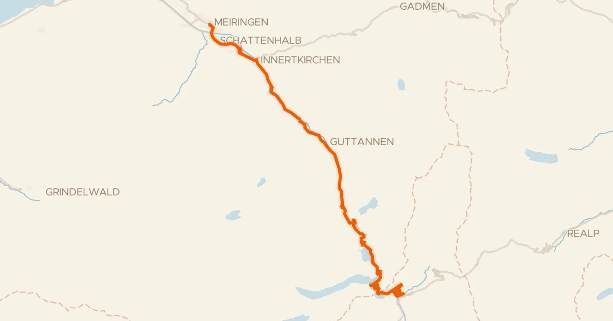 Kaart van de fietsroute Aare-Route