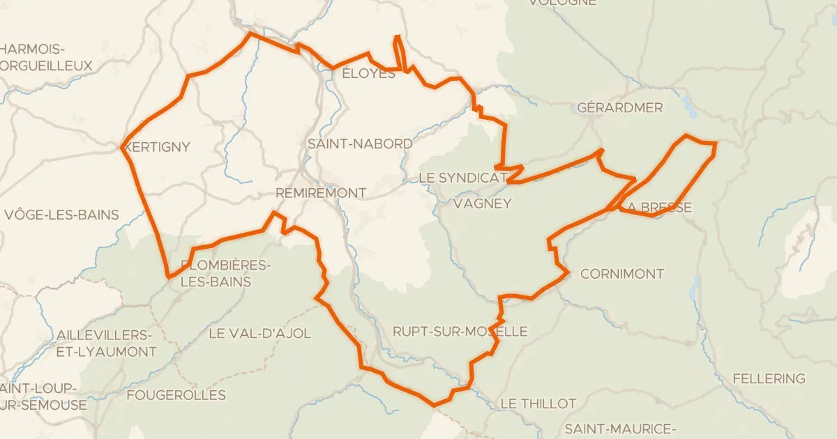 Kaart van de fietsroute Granfondo Vosges