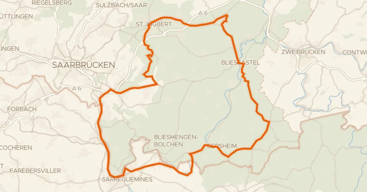 Kaart van de fietsroute Rondje Kirkeler Burg en Taubental