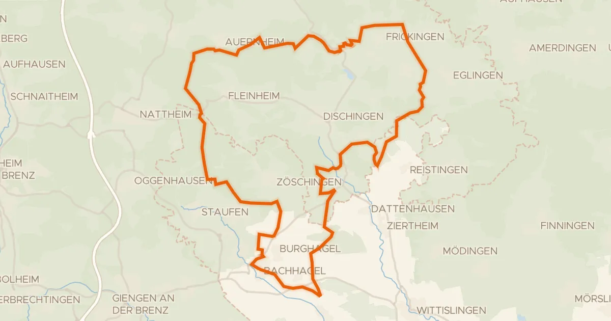 Kaart van de fietsroute Rondje Zwing en Dattenhauser Ried