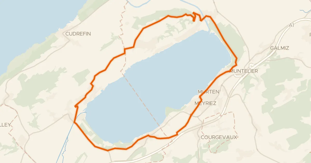 Kaart van de fietsroute Tour du Lac de Morat