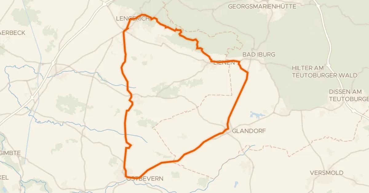 Kaart van de fietsroute Rondje Burg Scheventorf en Lienener Osning