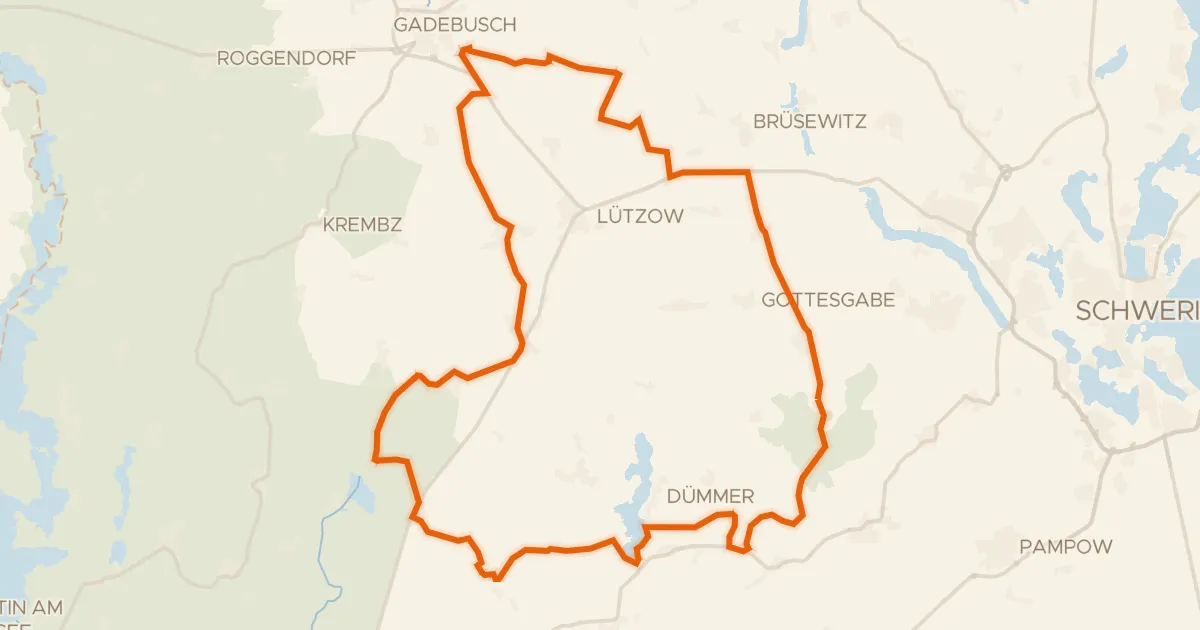 Map of the cycling route Rondje Gutshaus Badow en Grambower Moor