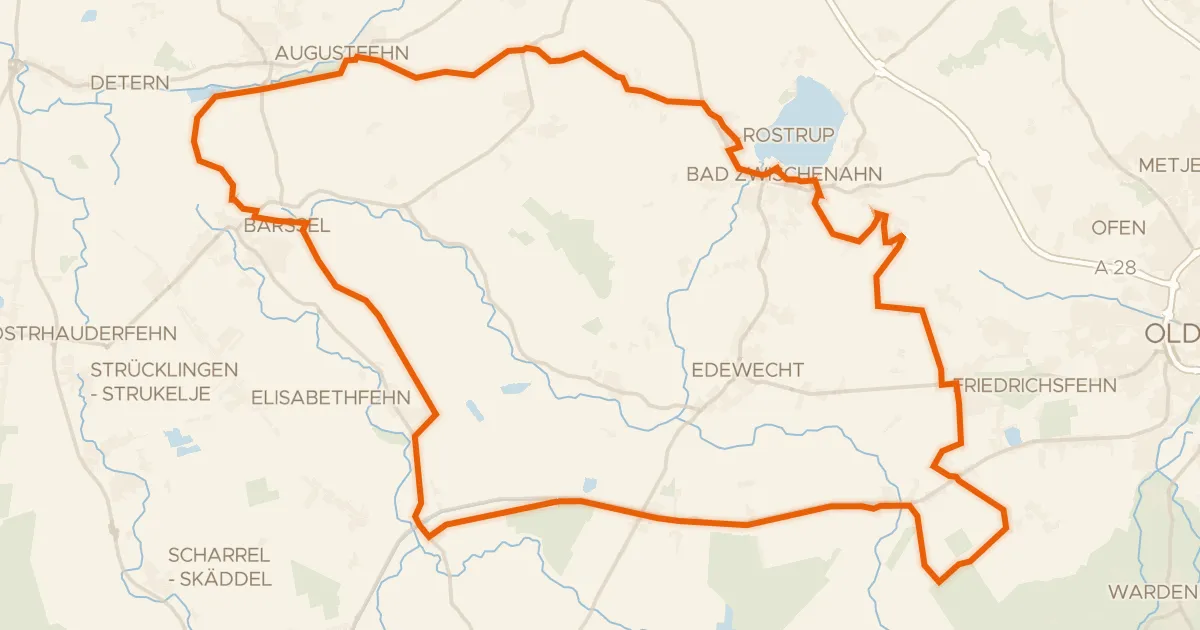 Kaart van de fietsroute Rondje Großes Engelsmeer en Aper Tief