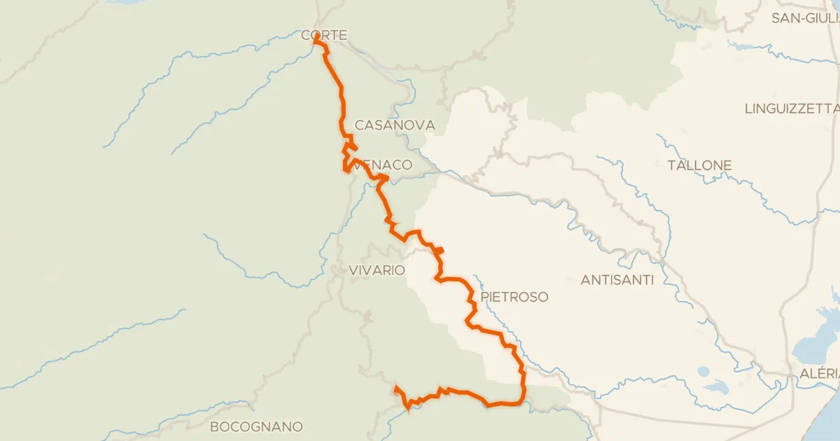 Map of the cycling route GT20 / Étape 9 : Corti - Ghisoni