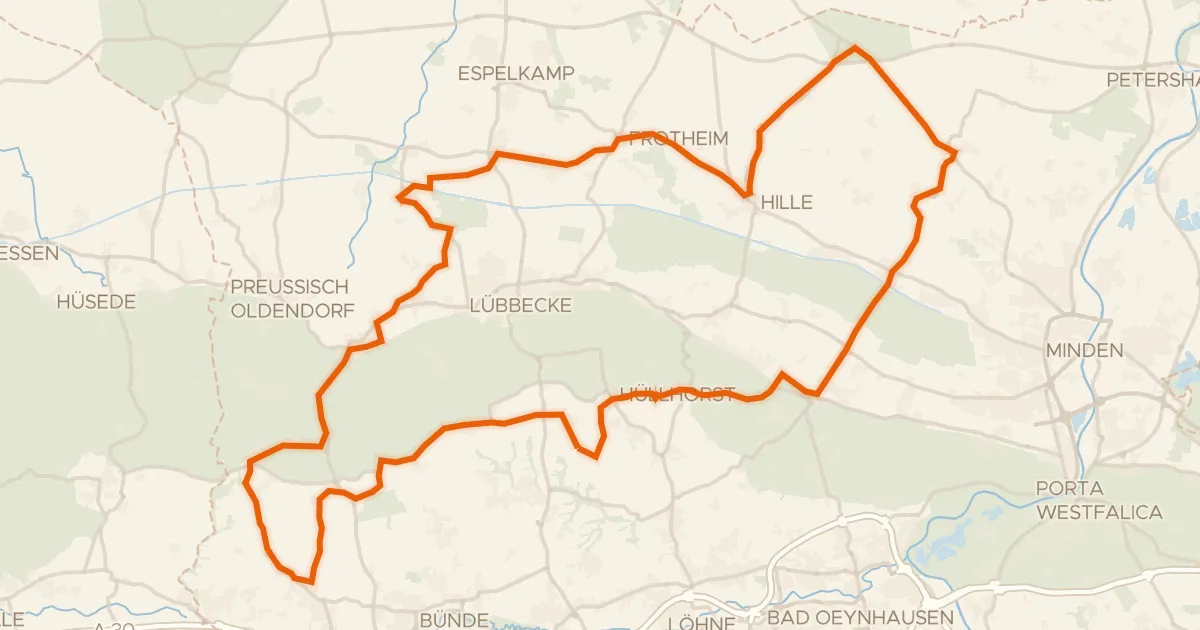 Kaart van de fietsroute Rondje Schloss Crollage en Schloss Benkhausen
