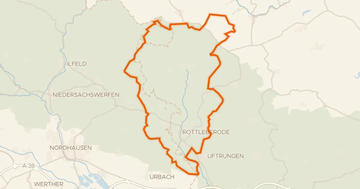 Kaart van de fietsroute Rondje Gipskarstlandschaft Heimkehle en Naturpark Südharz