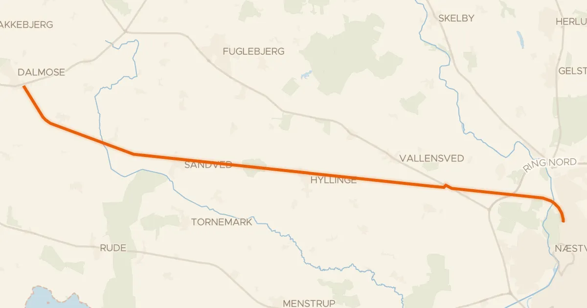 Kaart van de fietsroute Fodsporet