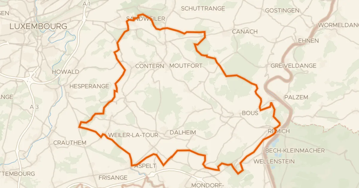 Map of the cycling route Rondje Château d'Aspelt en Saar-Hunsrück