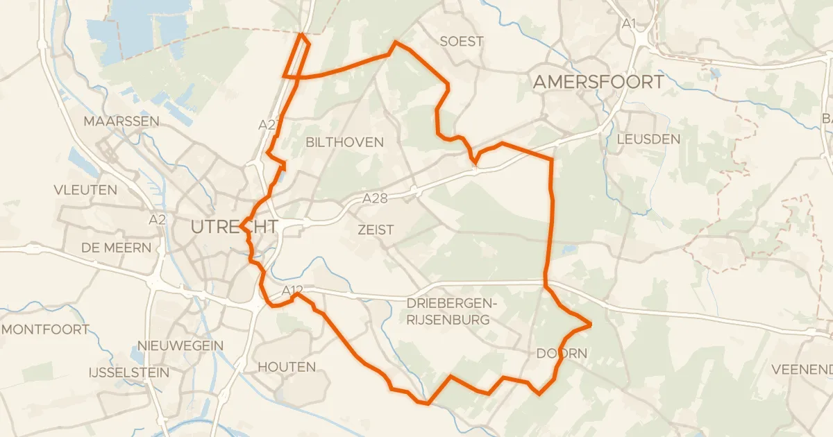 Kaart van de fietsroute Rondje Eyckenstein en Fort de Bilt