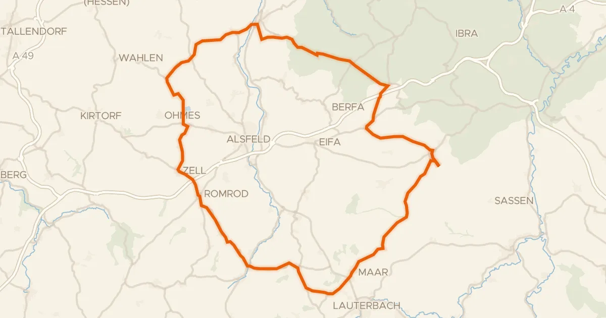 Map of the cycling route Rondje Schloss Romrod en Schwalm