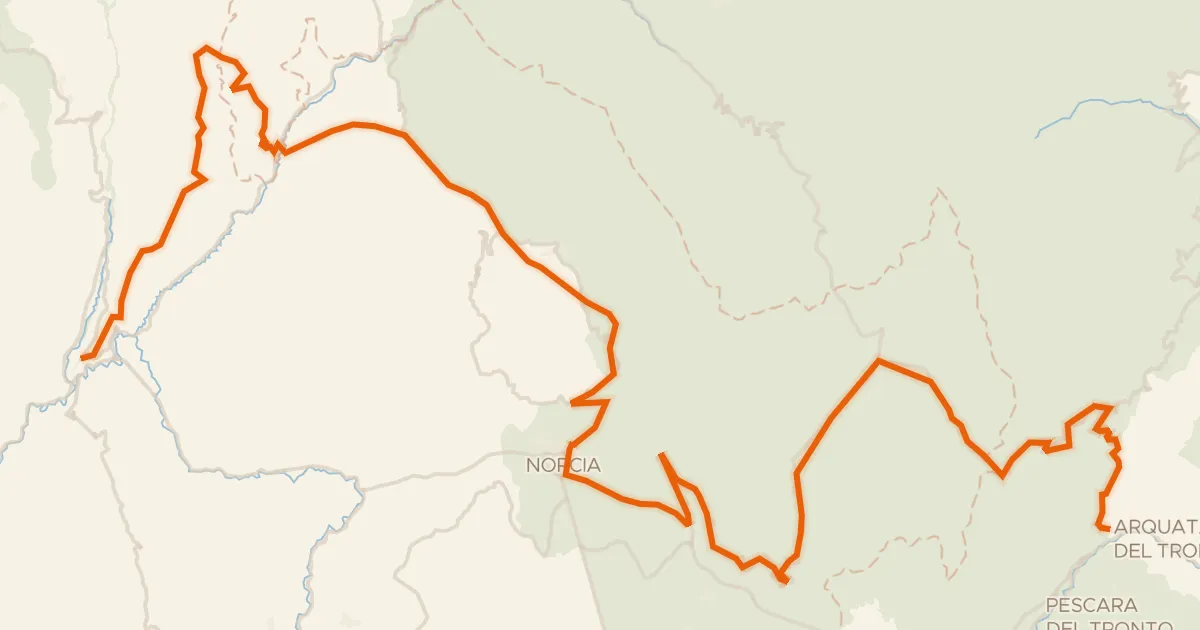 Kaart van de fietsroute ABT Tappa 15: Cerreto di Spoleto - Arquata del Tronto