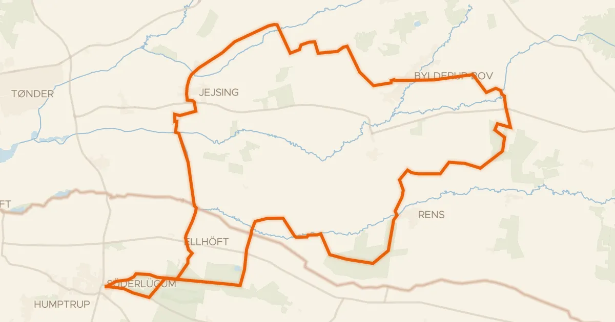 Kaart van de fietsroute Rondje Süderlügumer Binnendünen en Schwarzberger Moor